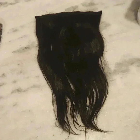Human Hair Clip On Black Extensions 14" One Piece - Picture 1 of 4